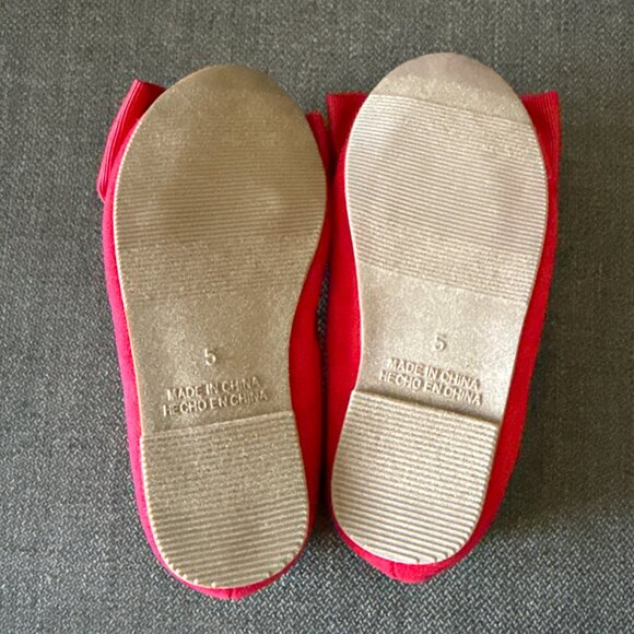NWOT Old Navy Faux-Suede Red Bow Ballet Flats Toddler Size 5 - Picture 4 of 6